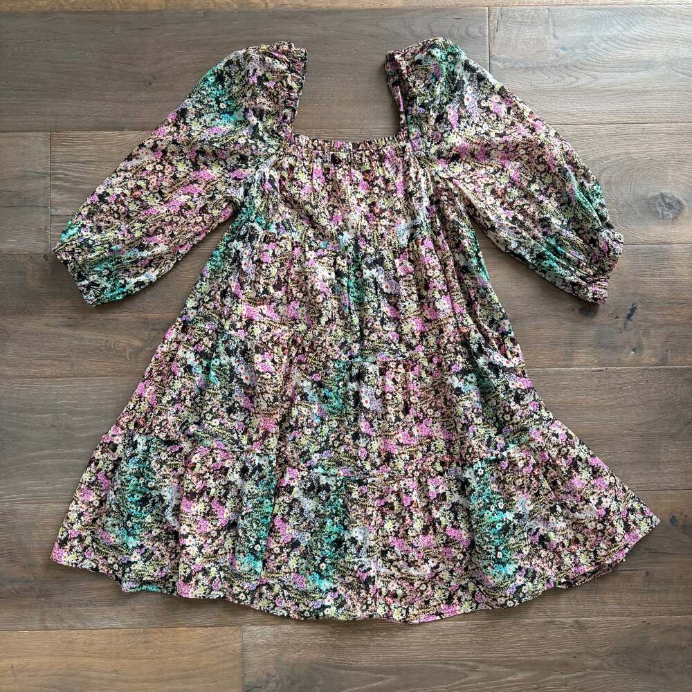J.CREW Puff Sleeve Casual Beach Dress Watercolor Floral 💗 Fairy, Boho 💗 XSmall